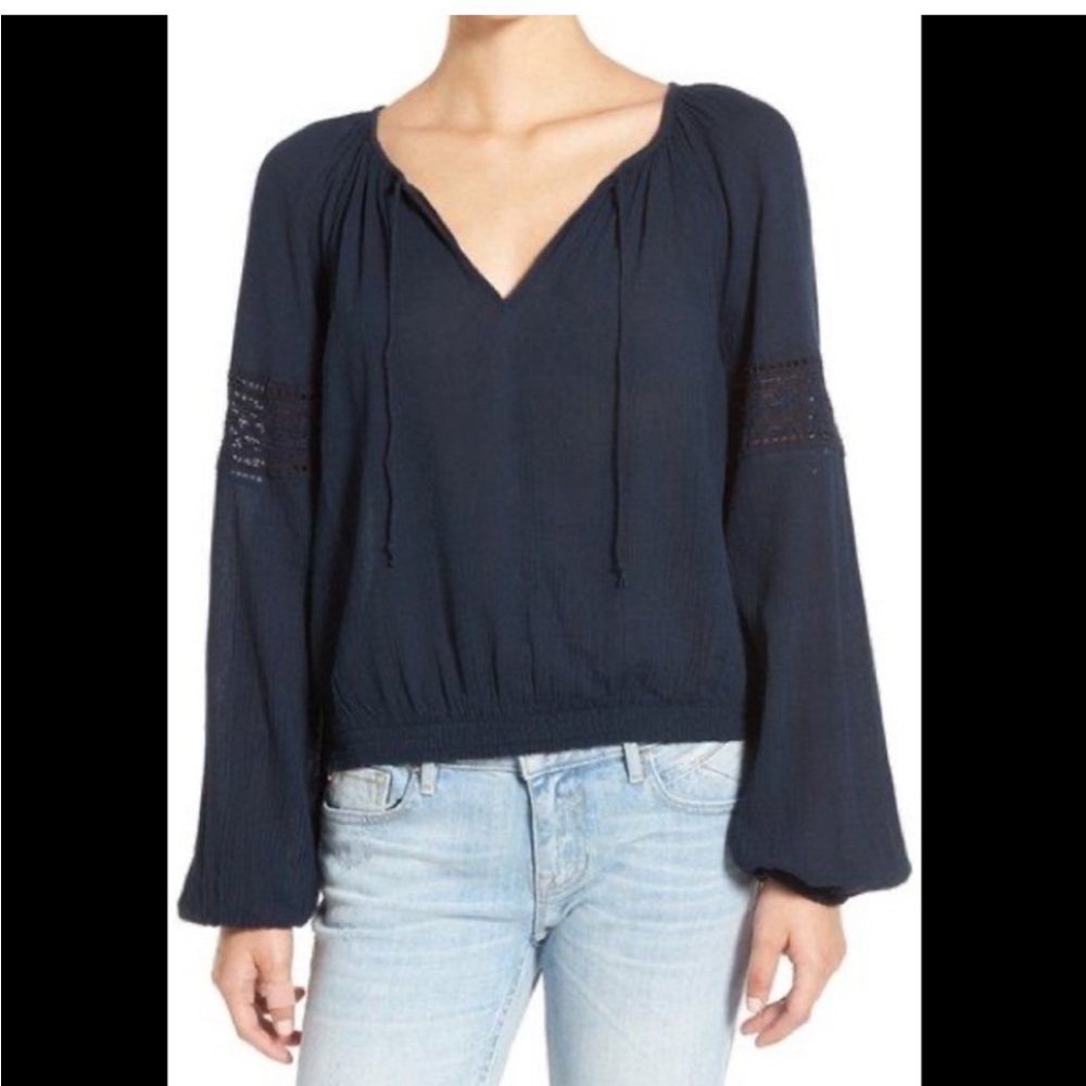 Navy blue gauze top, XS